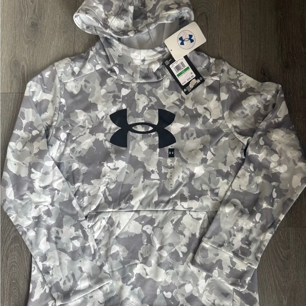 Boys Under Armour White and Gray Camo Hoodie Large - Picture 1 of 4
